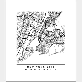 NEW YORK CITY NEW YORK BLACK CITY STREET MAP ART Posters and Art